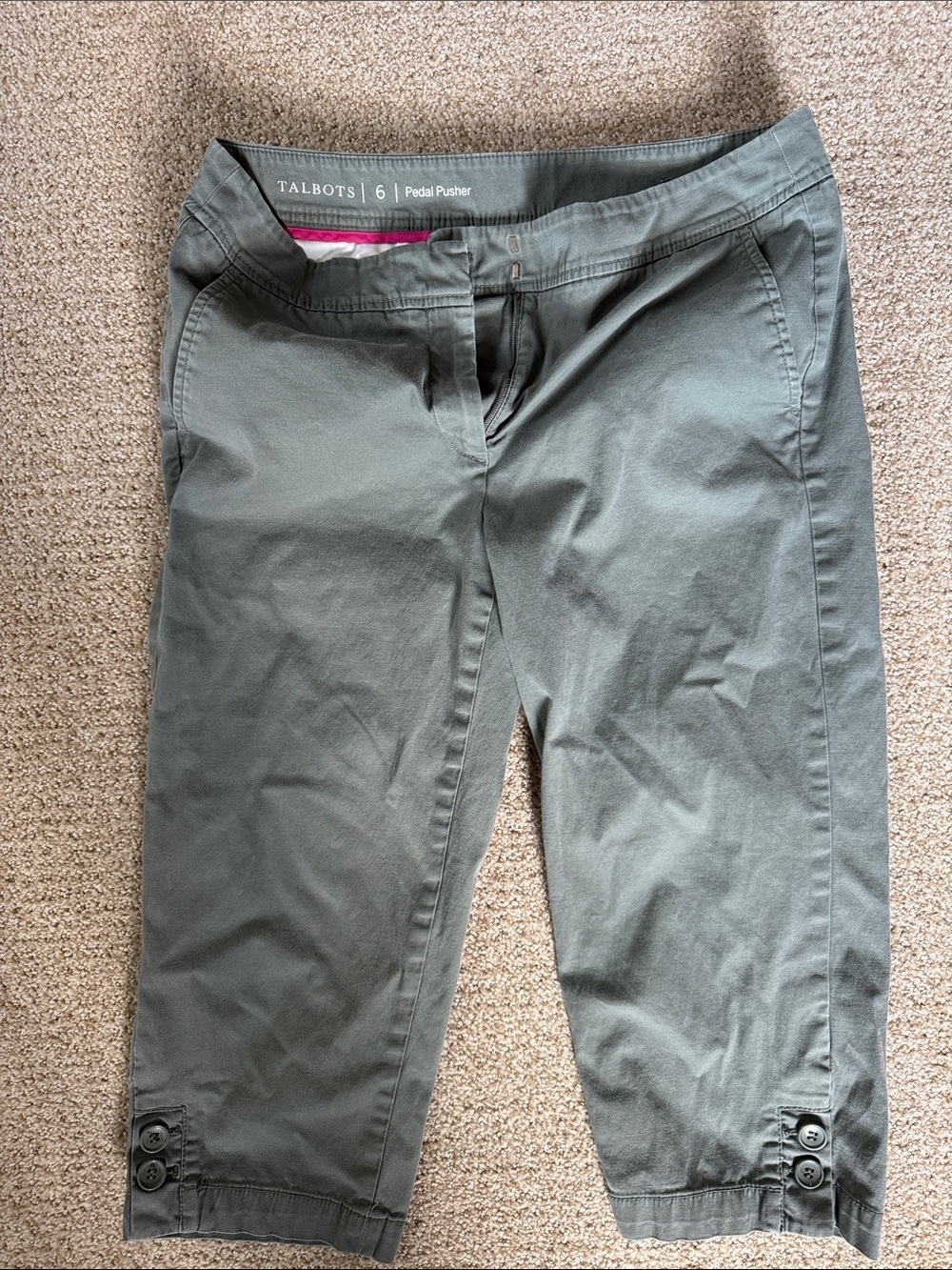 Talbots Olive Green Pedal Pusher Cropped Jeans